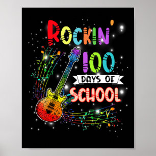 Póster Dando Rock 100 Días De Escuela Estudiante De Guita