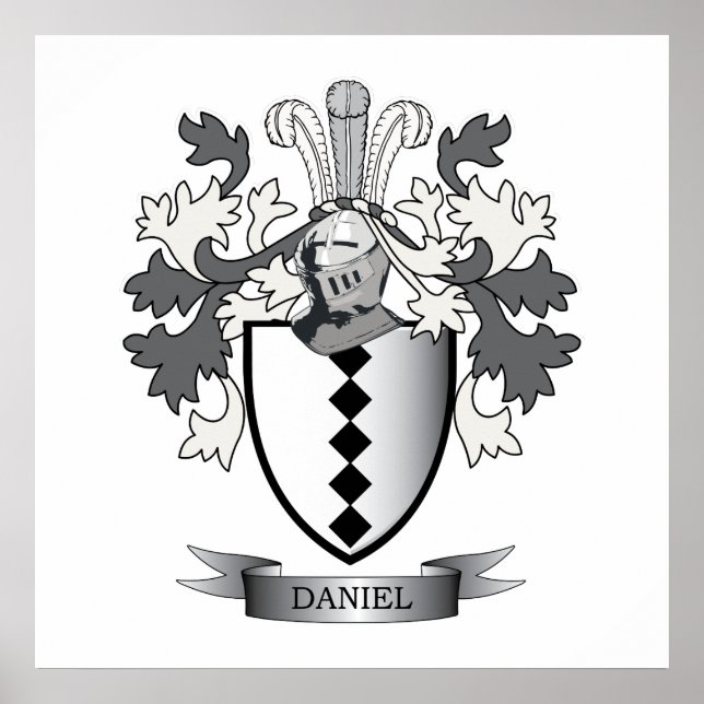 Póster Daniel Family Crest Coat of Arms (Frente)