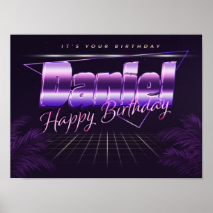 Póster Daniel Name Vorname lila retro Poster Geburtstag