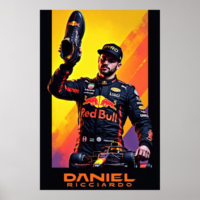 Póster Daniel Ricciardo portrait with formula one car  (Frente)