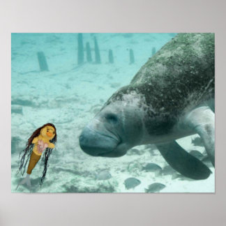 Póster Danni la sirena y su Poster amiga manataria