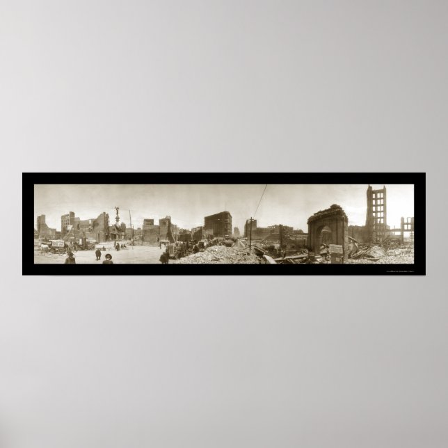 Póster Daños por el terremoto SF Foto de 1906 (Frente)