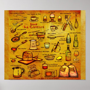 Póster "Dans La Cuisine" Cocina francesa Vocab