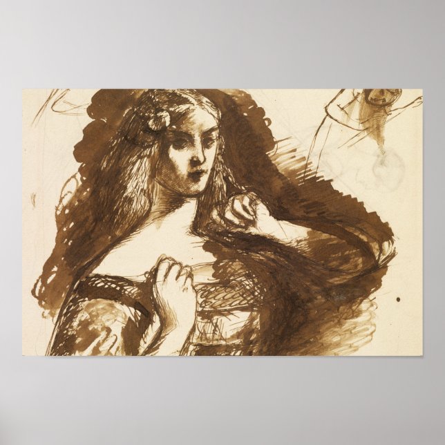 Póster Dante Gabriel Rossetti - Esbozo de media longitud (Frente)