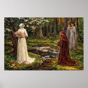 Póster Dante y Beatriz por John William Waterhouse