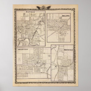Póster Danville, Shelbyville, Atlanta and Monticello