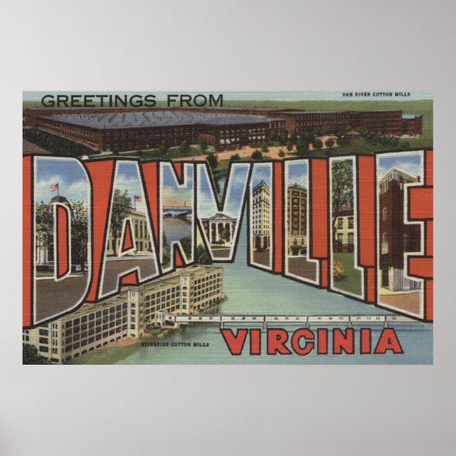Póster Danville, Virginia - Escenas de letras grandes (Frente)