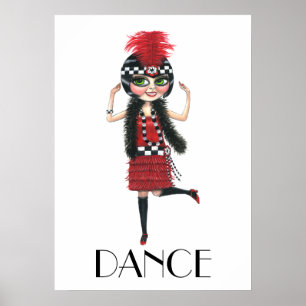 Póster Danza 1920 Costume Gran Chica de Flapper Ojo