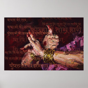 Póster Danza clásica cultural Mudra Kathak india