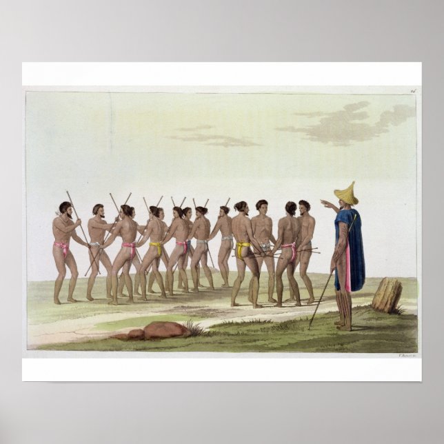 Póster Danza de guerra de los isleños de Carolina, plato  (Frente)