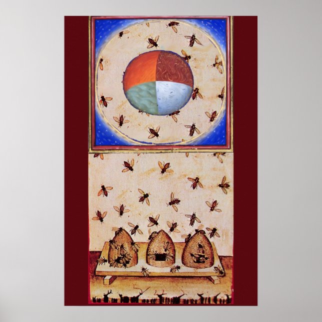PÓSTER DANZA DE LAS ABEJAS DE MIEL CON CUATRO ELEMENTOS (Frente)
