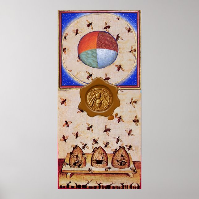 PÓSTER DANZA DE LAS AREAS DE MIEL CON 4 ELEMENTOS, SELLO  (Frente)