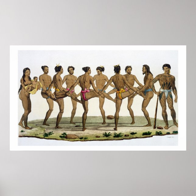 Póster Danza de los isleños de Caroline, plato 22 de 'Le (Frente)