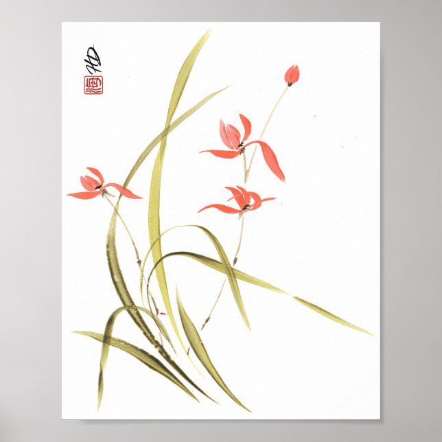 Póster Danza de orquídea escarlata (Frente)