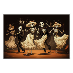 Póster Danza de swing de Halloween de dibujos animados