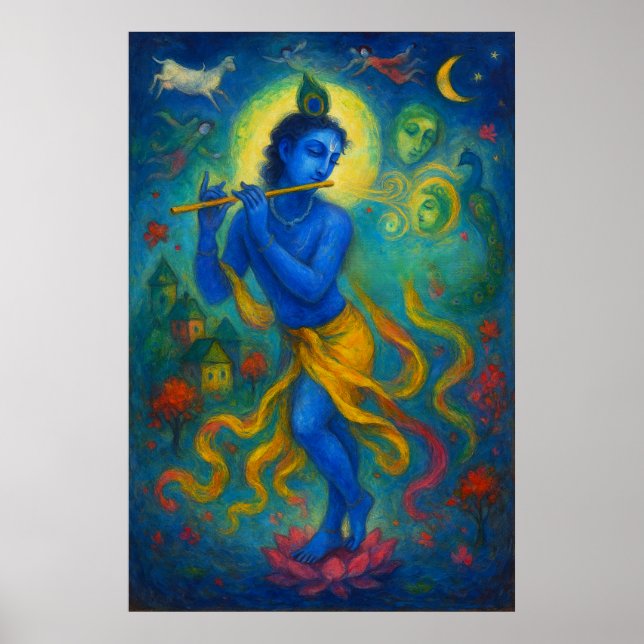 Póster Danza divina de Lord Krishna: Bliss eterno (Frente)