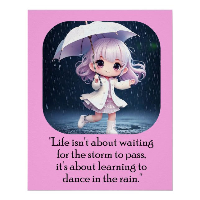 Póster Danza en arte chibi en lluvia (Anverso)