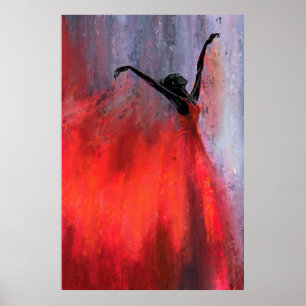 Póster Danza en rojo - Resumen de pintura original