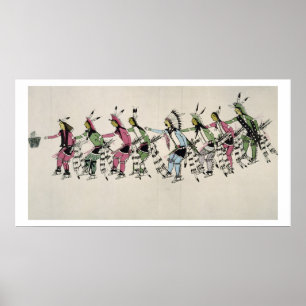 Póster Danza pública en honor del guerrero He Dog (tinta)