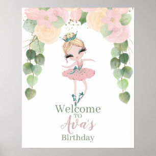 PÓSTER DANZA Y TUMBONA  CUMPLEAÑOS DE BALLERINA   FLORES 