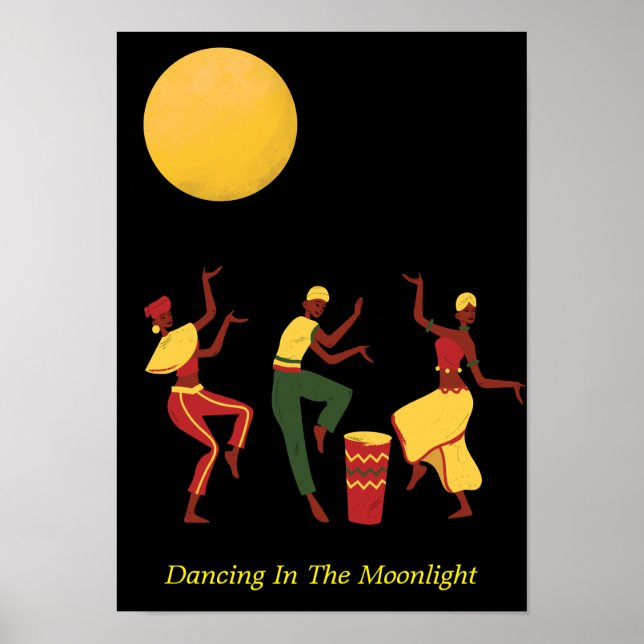 Póster Danzando a la luz de la luna - texto editable (Frente)