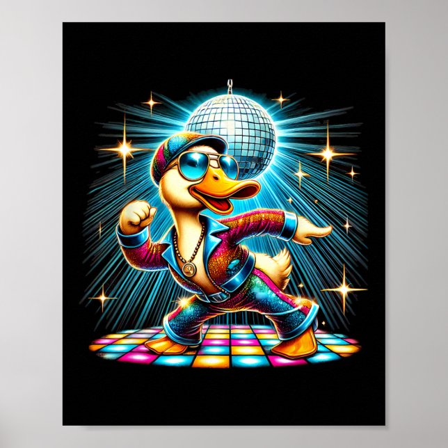 Póster Danzante de disco de pato estético (Frente)