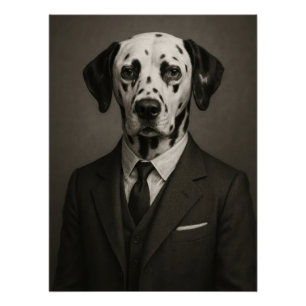 Póster Dapper Dalmatian Dog in Suit Portrait