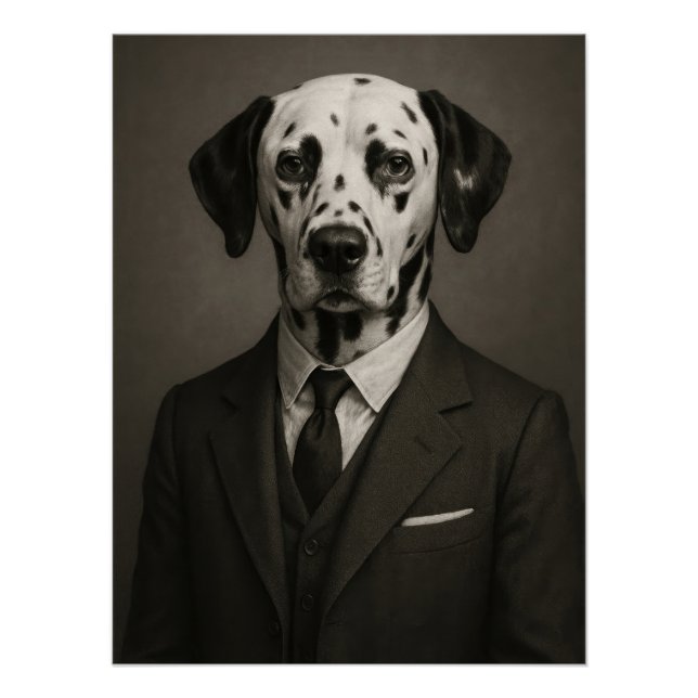 Póster Dapper Dalmatian Dog in Suit Portrait (Anverso)