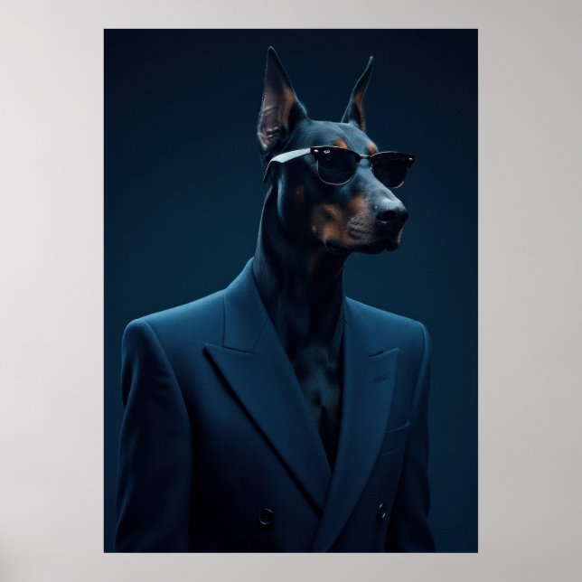 Póster Dapper Doberman in a Suit and Shades - Dark (Frente)