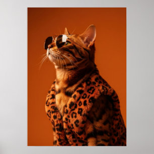 Póster Dapper Feline Portrait - Cool Cat in Sunglasses