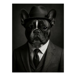 Póster Dapper French Bulldog in Suit and Hat