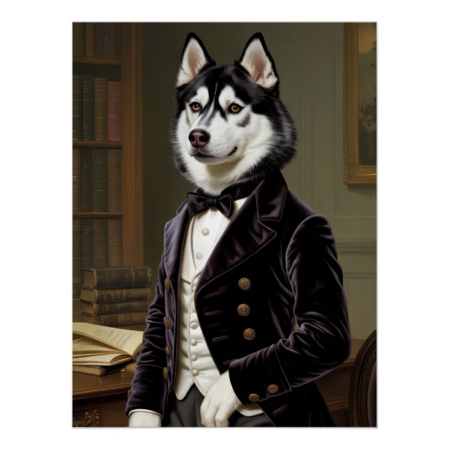Póster Dapper Husky Gentleman with Bow Tie | Office (Anverso)