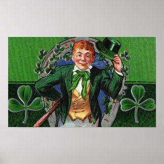 Póster Dapper Leprechaun Vintage San Patricio