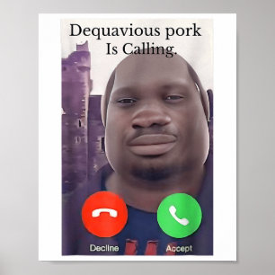 Póster Daquavious Pork Llama Impar Chiste Meme De Pork Jo