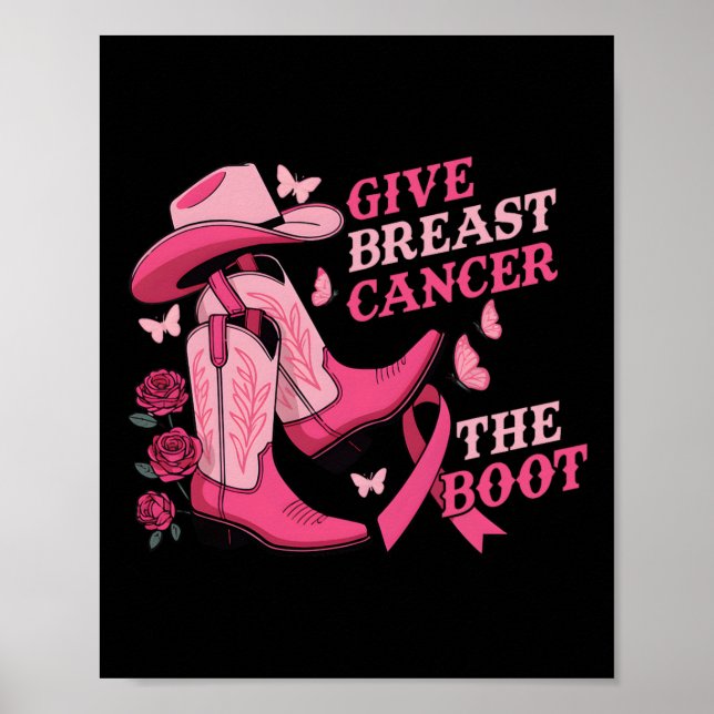 Póster Dar Cáncer De Mama El Awarene Del Cáncer De Vaquer (Frente)