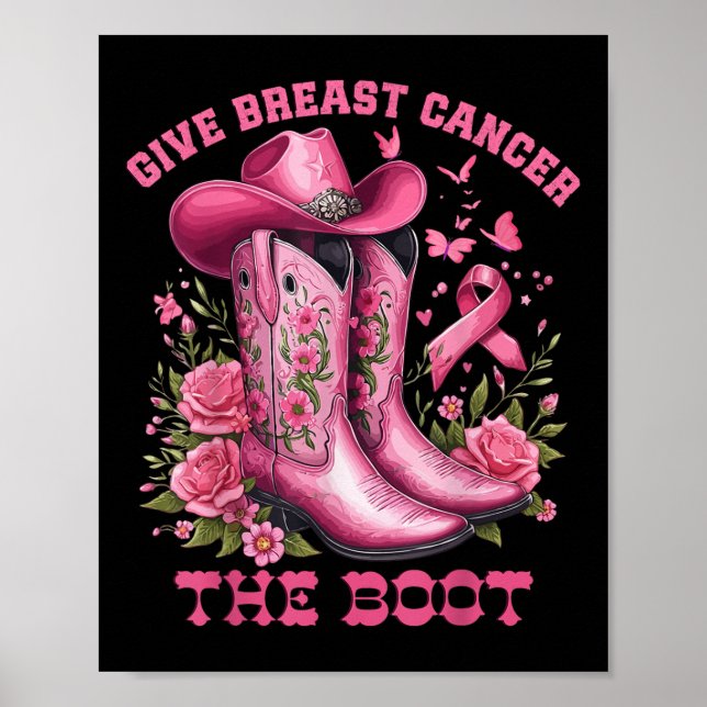 Póster Dar Cáncer De Mama El Awarene Del Cáncer De Vaquer (Frente)