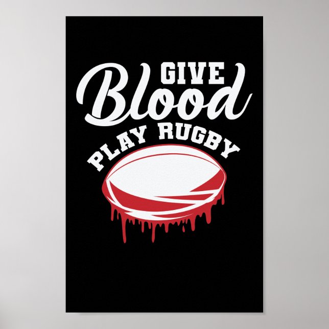 Póster Dar deporte de rugby de juego de sangre (Frente)