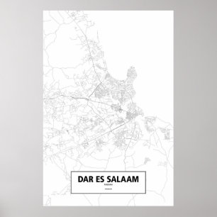 Póster Dar es Salaam, Tanzania (negro sobre blanco)