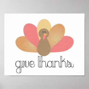 Póster dar gracias diseño de pavo de acción de gracias