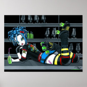 Póster "Darby" Roller Derby Skate Chica Poster