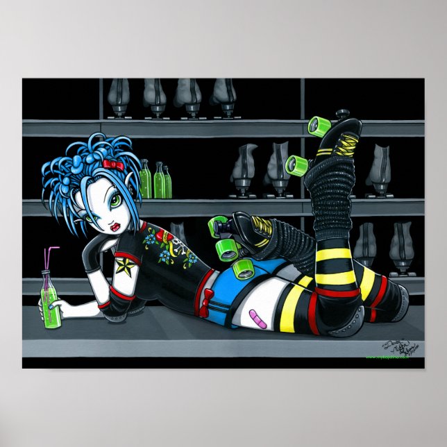 Póster "Darby" Roller Derby Skate Chica Poster (Frente)