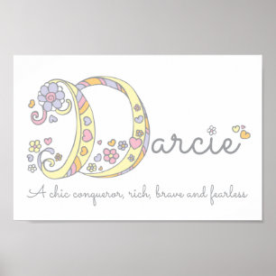 Póster Darcie letter D name meaning girls art poster