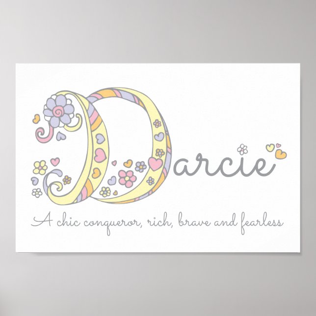 Póster Darcie letter D name meaning girls art poster (Frente)