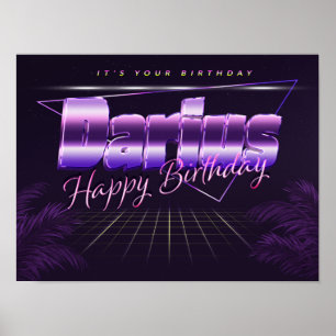 Póster Darius Nombre Vorname lila retro Poster Geburtstag