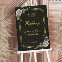 Dark Academia Gothic Elegant Wedding Welcome Sign