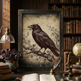 Póster Dark Academia Vintage Raven Ivy Aesthetic Art