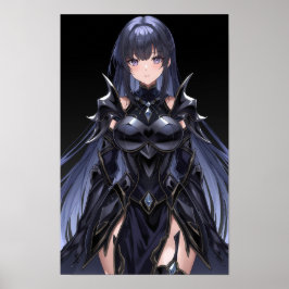 Póster Dark Anime Enchantress in Black Armor
