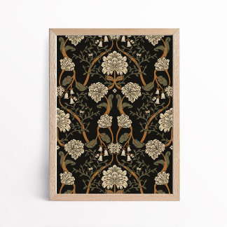 Póster Dark Arts and Crafts Floral Chrysanthemum Art