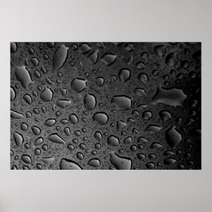 Póster Dark Black Water Droplets Textured Design