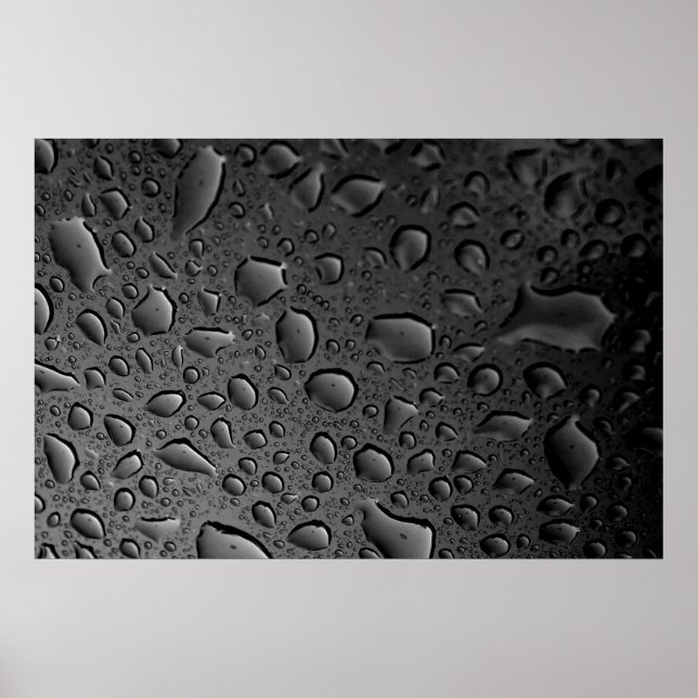 Póster Dark Black Water Droplets Textured Design (Frente)